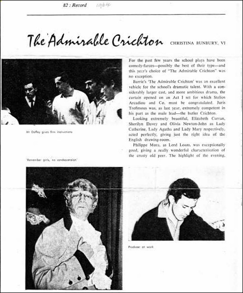 Olivia Newton-John review of Olivia's school play 1964 scan