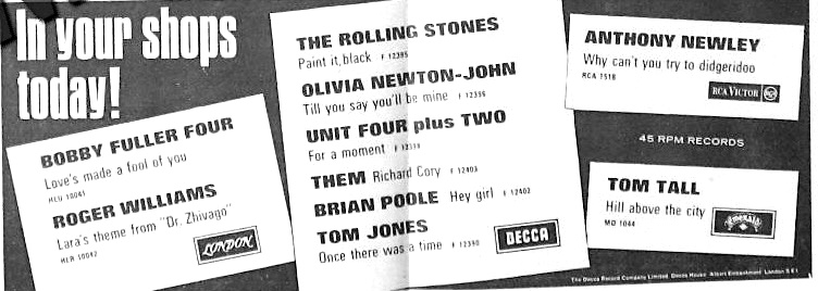 Advert for Olivia's first single - Disc and Music Echo