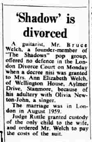 Shadow [Bruce Welch] is divorced - Harrow Observer