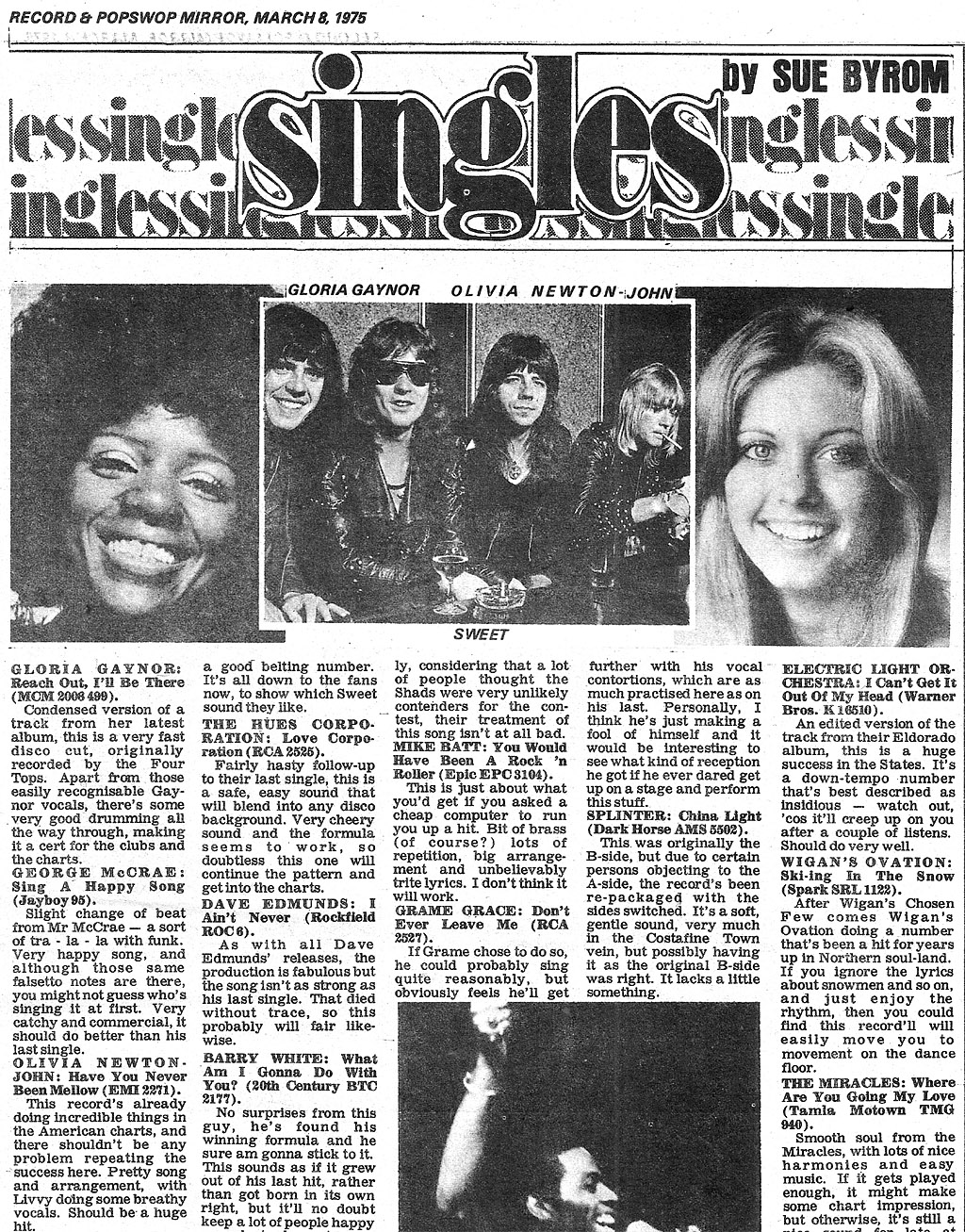 Singles - Have You Never Been Mellow - Record Mirror