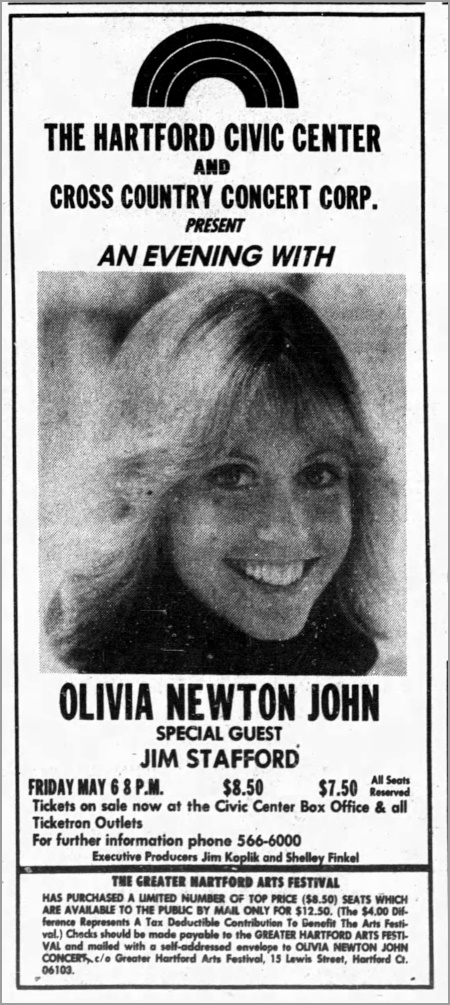 Hartford Civic Centre, CT concert advert - Hartford Courant
